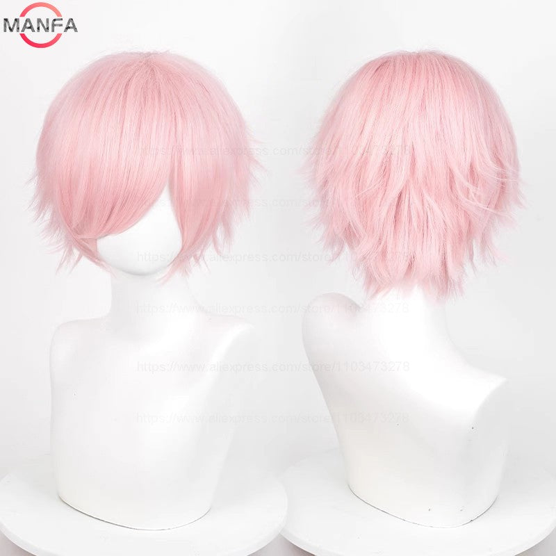 Anime 30cm Curta Reta Peruca Cosplay Preto Branco Verde Marrom Roxo Azul Cinza Vermelho Dourado Homens Mulheres Cabelo Sintético Resistente ao Calor
