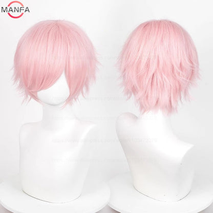 Anime 30cm Curta Reta Peruca Cosplay Preto Branco Verde Marrom Roxo Azul Cinza Vermelho Dourado Homens Mulheres Cabelo Sintético Resistente ao Calor
