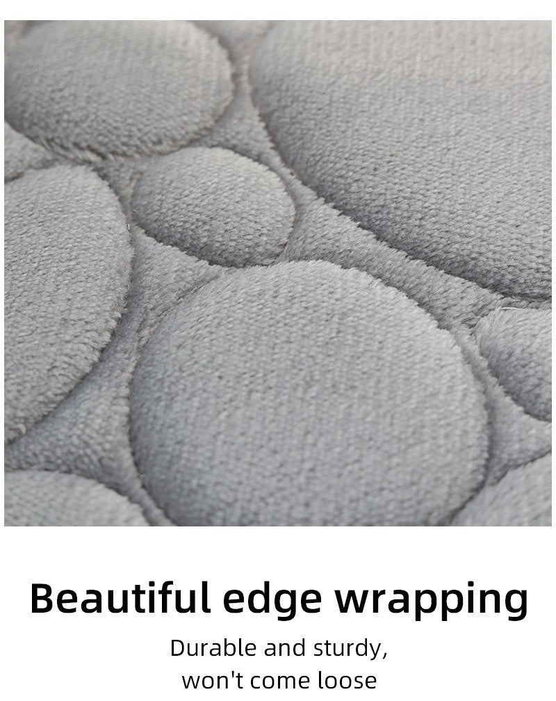 1 Set of Solid Color Simple Bathroom Water-absorbing and Non-slip Floor Mat Stone Pattern, Comfortable and Soft, Three-piece Set