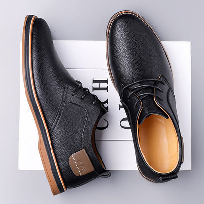 Men's Casual Business Leather Shoes Men Fashion Lace-up Derby Shoe Mens Light Comfortable Outdoor Driving Flats