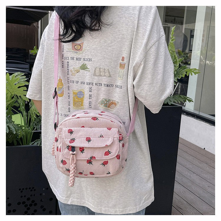 Cute Strawberry Shoulder Bag Casual Zipper Trendy Crossbody Bag Tote Handbag for Women Girls Travel Work Messenger Bag Handbags