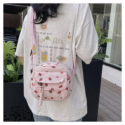 Cute Strawberry Shoulder Bag Casual Zipper Trendy Crossbody Bag Tote Handbag for Women Girls Travel Work Messenger Bag Handbags