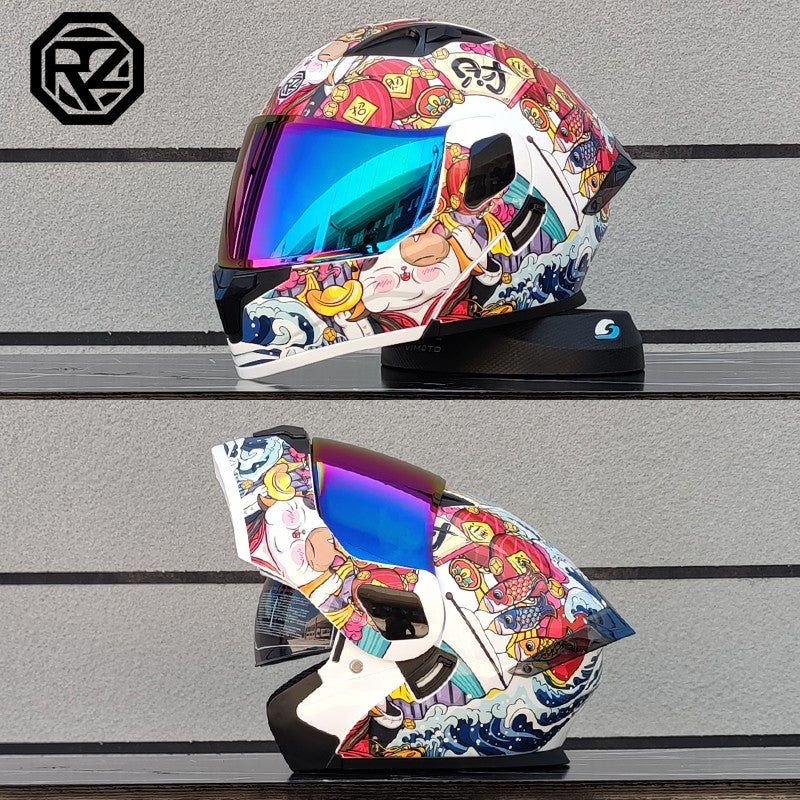 ORZ Capacete Integral Personalizado para Motocicleta Masculino Feminino Moda Capacete com Lente Dupla Capacete de Motocross de Corrida Modular Articulado Casco Moto