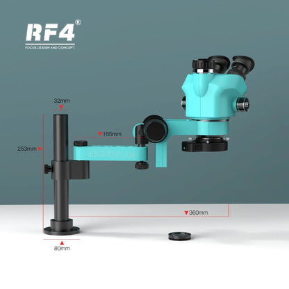Microscópio Trinocular Estéreo RF4 360° com Braço Articulado para Reparo de Placas PCB de Celulares e Câmera Termográfica 4K C39