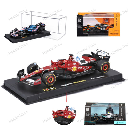 Bburago 1:43 F1 BWT Alpine Modelo Com Capacete 2025 Miniatura de Liga Carro de Corrida de Fórmula Brinquedo MCL39 W16 SF25 RB21 Japonês