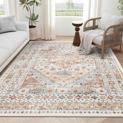 VIKAMA British Retro Carpet-Soft,Skin-Friendly,Anti-Slip,Non-Detachable,Dirt-Resistant,Machine-Washable Living And Bedroom Decor
