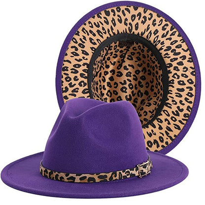 Two Tone Fedoras Jazz Hats Cowboy Hats for Women and Men Leopard Bottom Wool Felt Party Church Dresses Hat Wholesale ?????
