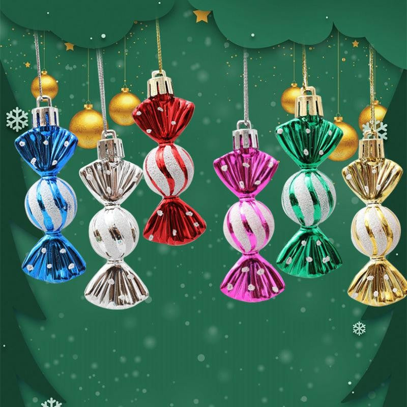 6PCS/Box DIY Christmas Tree Decoration Pendant Electroplating Candy Xmas Ball Window Door Hanging Ball 2025 Happy New Year