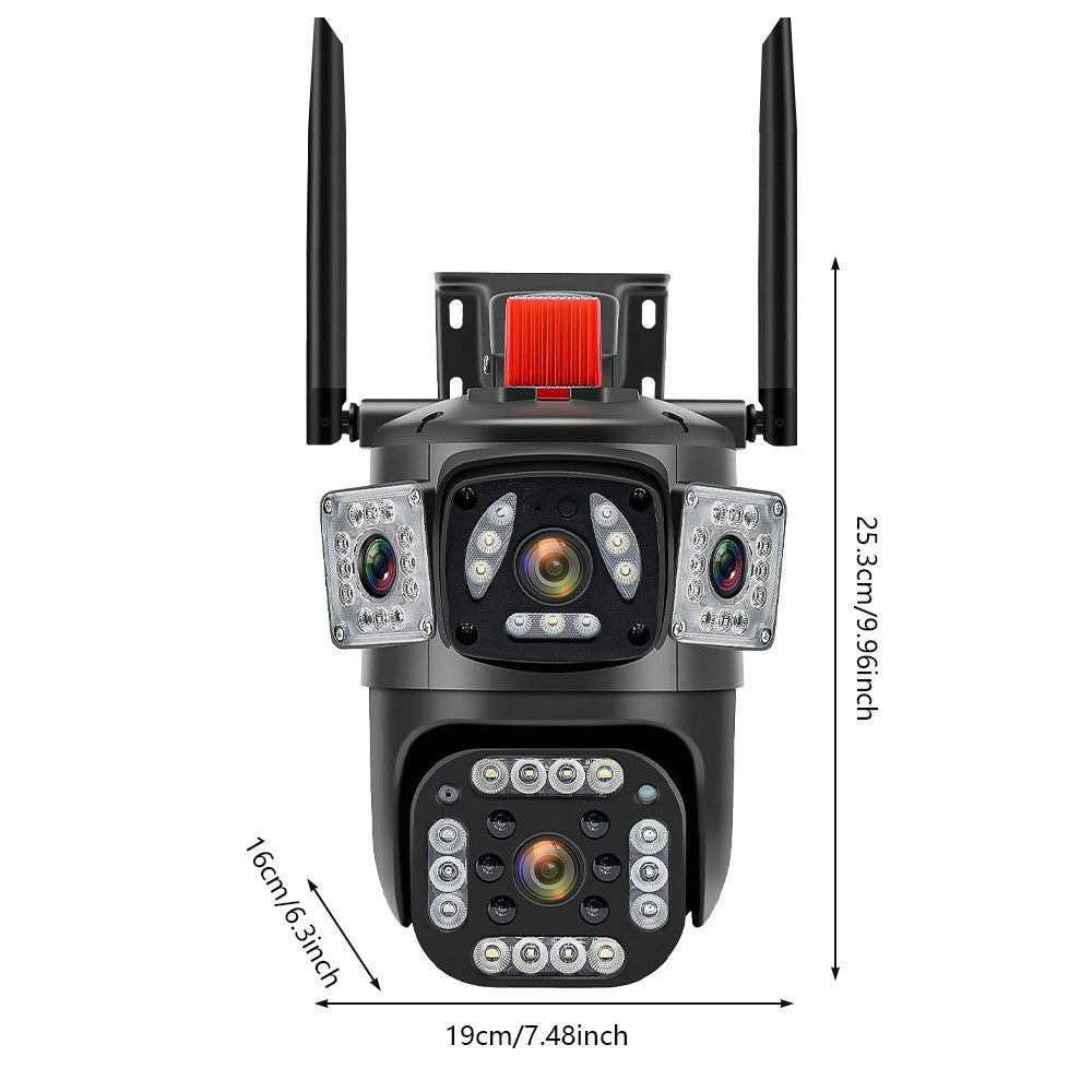 9MP 8K WiFi Camera Outdoor 10X Zoom Three Lens Dual Screen PTZ Waterproof Surveillance Security Video Street Camera