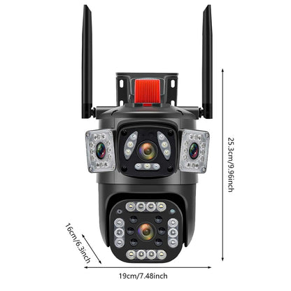 9MP 8K WiFi Camera Outdoor 10X Zoom Three Lens Dual Screen PTZ Waterproof Surveillance Security Video Street Camera