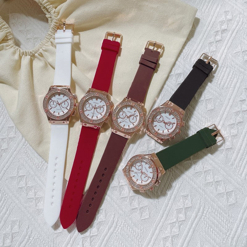 New Women Watches Fashion Silicone Quartz Watch All-Match Men's and Women's Same Diamond Watch Neutral Watch Alloy Student Watch