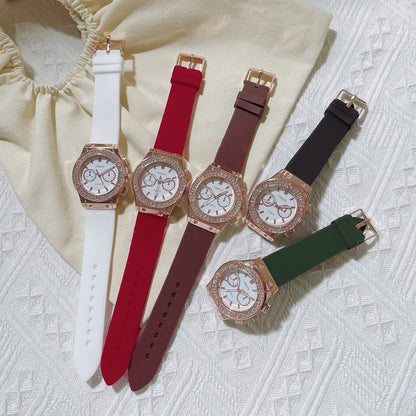 New Women Watches Fashion Silicone Quartz Watch All-Match Men's and Women's Same Diamond Watch Neutral Watch Alloy Student Watch