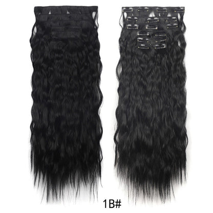 Wig clip hair extensions Cabelo comprido liso extensões de fibra química sintética invisível Conjunto de seis peças de 16 grampos de cabelo