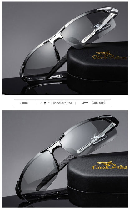 Óculos de sol Cook Shark, novos, de alumínio e magnésio, masculinos, HD polarizados, para dirigir, lentes coloridas, moda.