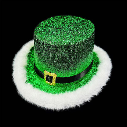 Comfortable Festive Cosplay Caps New Year Christmas Top Hat Red Green Top Hat With White Brim For Men Women Performance Cosplay