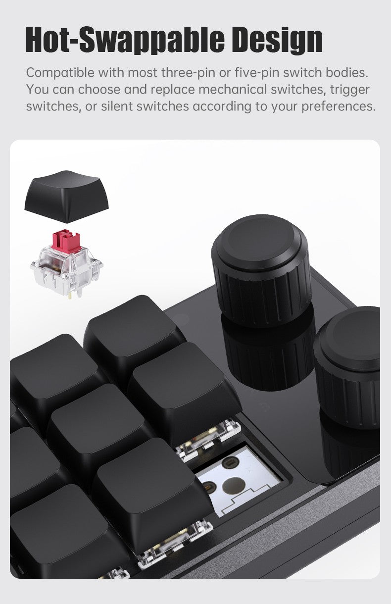 Programming Macro Custom Knob Keyboard RGB 3 Key Copy Paste Mini Button Photoshop Gaming Keypad Mechanical Hotswap Macropad