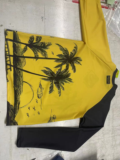 New Men's Long Sleeve Surfing Life Shirt Beach Sun Screen Surf Sweatshirt Rashguard UV Protection Swimwear UPF Gym Clothes