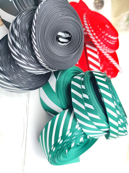 Diagonal Striped Thread Ribbon, 10 Yards Carnival Gift Box Packaging Ribbon for Holiday Scene Christmas Decoration