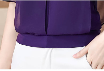 Summer Clothing Half Sleeve Chiffon Blouse 2025 New Fashion Loose Women Tops Solid Color Casual Pullovers Shirt