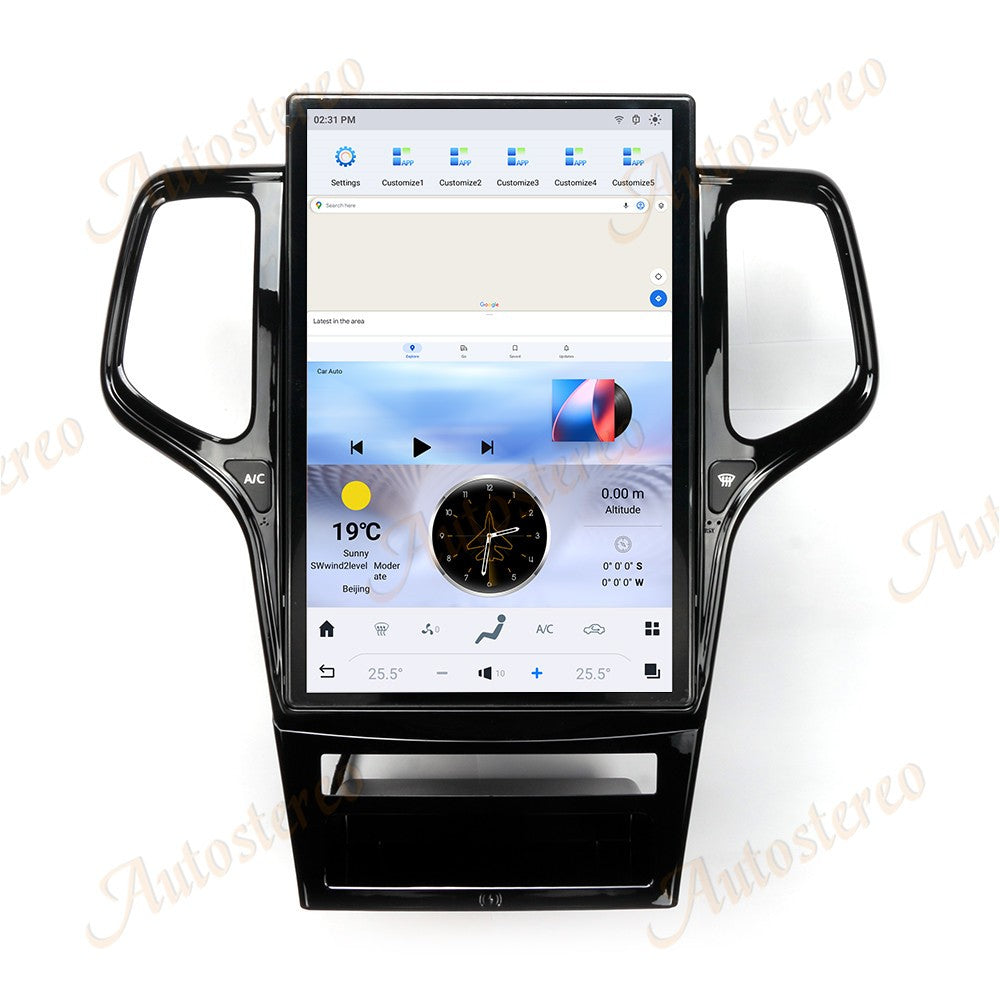 14.4 Polegadas Android 8+128GB para JEEP Grand Cherokee 2010-2021 Estilo Tesla Carro GPS Navegação Multimídia Player Rádio Toca-fitas Central