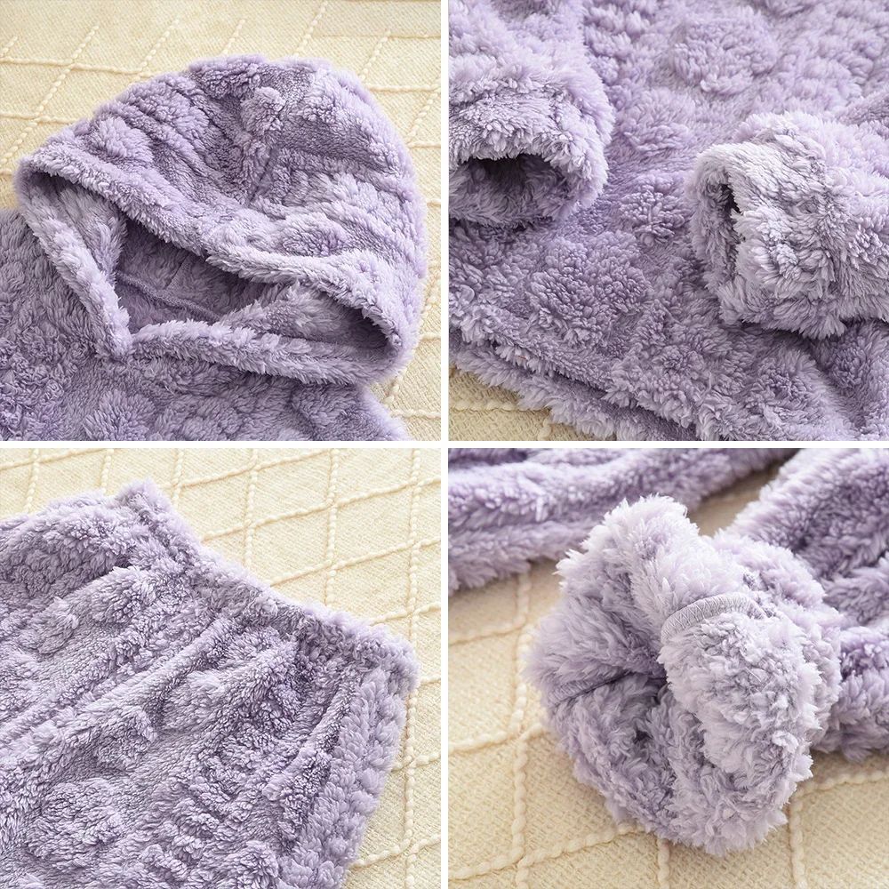 Baby Girl Clothes Purple Plush Jacquard Top+Pants 2-piece Set for Autumn and Winter Home Kids Casual Pajamas 3-7 Years Old