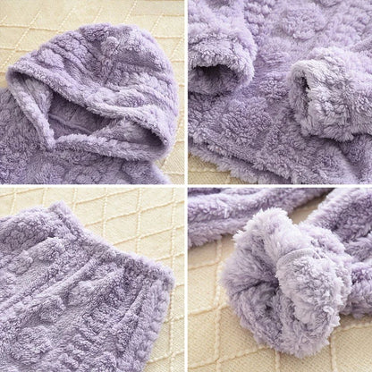 Baby Girl Clothes Purple Plush Jacquard Top+Pants 2-piece Set for Autumn and Winter Home Kids Casual Pajamas 3-7 Years Old