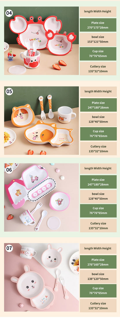 Kids Cups Set Natural Bamboo Fiber Baby Cup Toddler Water Suit Cartoon Animal Cute Creative Children Cup Daily Use Cups