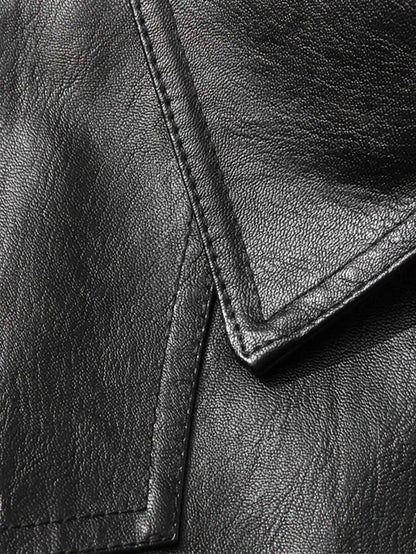 Men's Large Leather Jacket Fashion Collar PU Leather Motorcycle Slimming Cycling Coat New Men Waterproof Leather Jacket