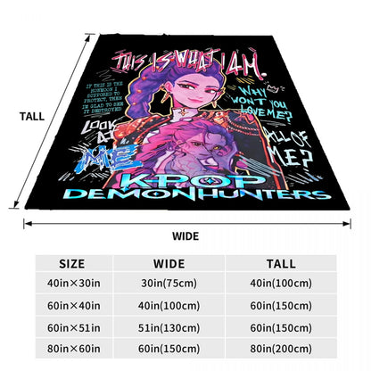 Huntrix Blankets K pop Demon Hunters Zoey Rumi Mira Soft Warm Throw Blanket Winter Kids Couch Bed Fluffy Bedspread