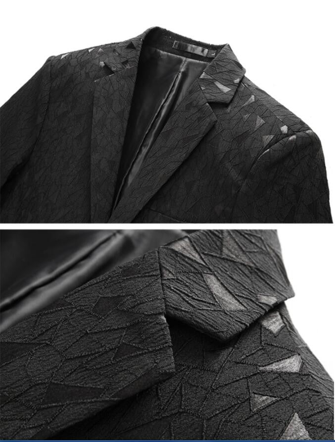Classic Black Jacquard Suit Male Business Casual Coat Size 6XL-S Fashion Men Wedding Party Tuxedo Dress Blazers Slim Fit Tops