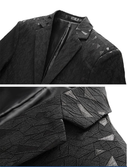 Classic Black Jacquard Suit Male Business Casual Coat Size 6XL-S Fashion Men Wedding Party Tuxedo Dress Blazers Slim Fit Tops