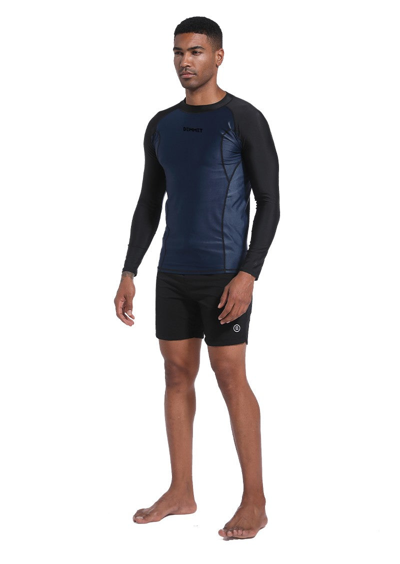 DEMMET Mens Swimwear Long Sleeve Rash Guard Swimming Surf T-Shirt UV Protection Quick Dry Beach Tight Surf Diving Clothes 120KG