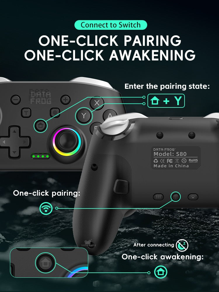 Wireless Pro Gamepad Joystick for Switch 2 / OLED / Lite, Bluetooth Controller with Turbo, Dual Vibration & 1000mAh Battery