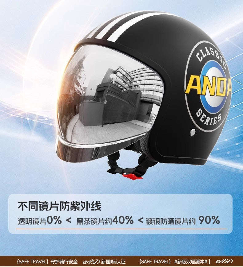 Capacete de motocicleta elétrica AD para homens e mulheres Certificação GB geral Capacete de carro a bateria Capacete meio-aberto de inverno quente