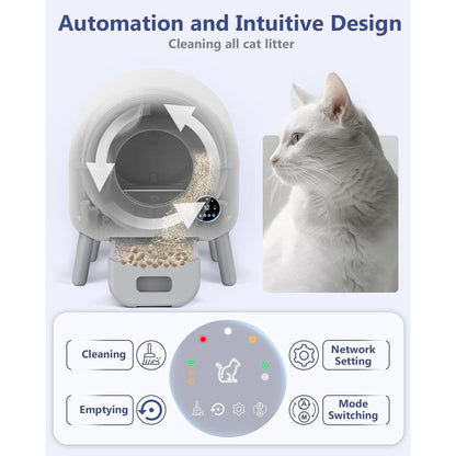 Caixa Sanitária Inteligente Automática para Gatos Múltiplos com Segurança Dupla, Controle por Aplicativo e Limpeza Fácil
