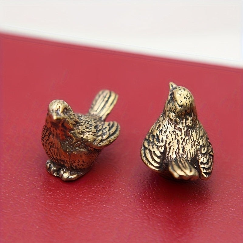 1 brass sparrow figurine, Christmas tea pet desktop home decoration, personalized fun Christmas gifts