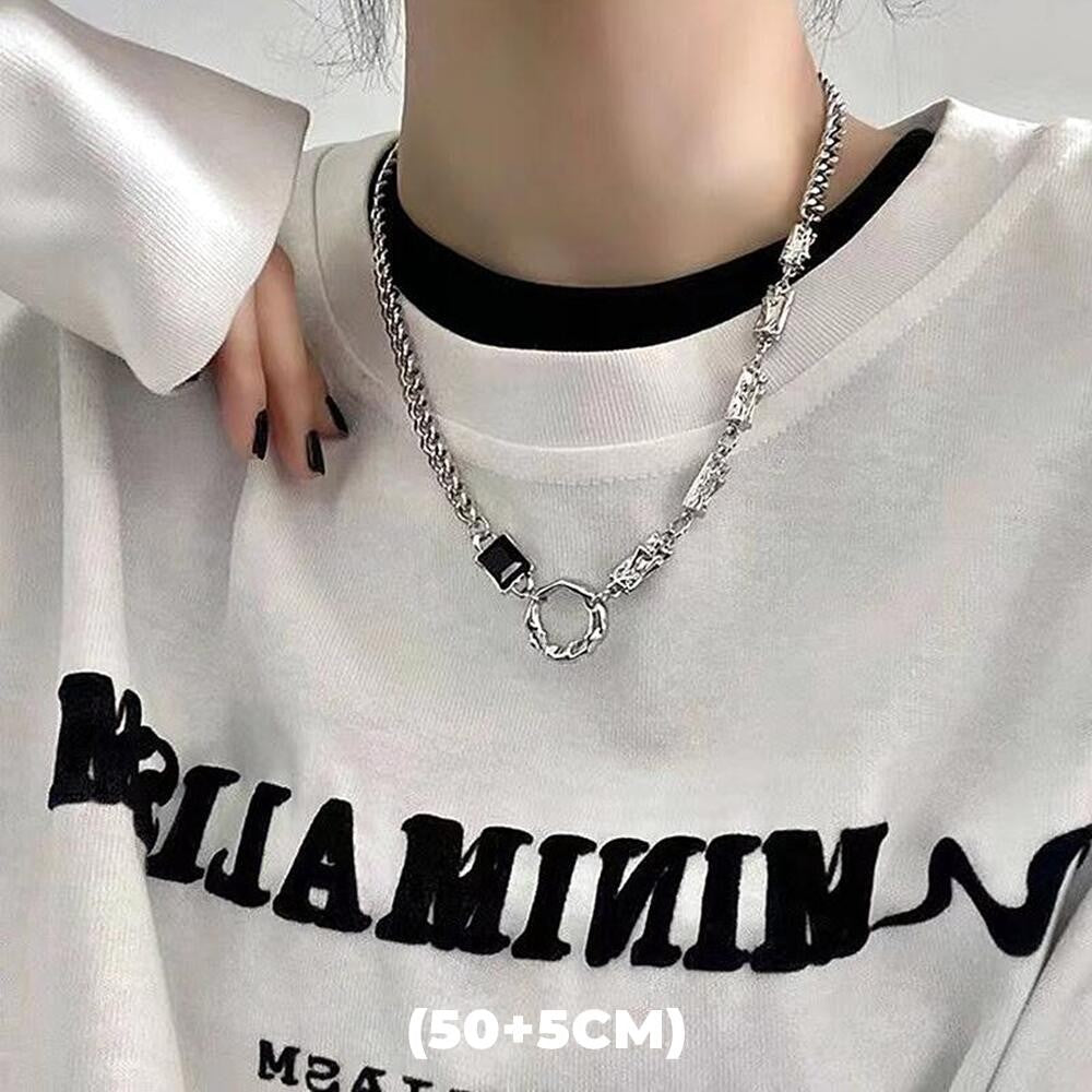 Colar de Hip Hop Zircon Star Camada Dupla Masculino Feminino Tendência Charme Aço Titânio Pingente Corrente Unissex Joias Atacado