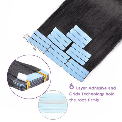 Fita Adesiva Reta para Extensões de Cabelo, Extensões de Cabelo Natural, Fita Adesiva Mini, Invisível, Sem Costura, Loira, Sedosa, Natural para Mulheres