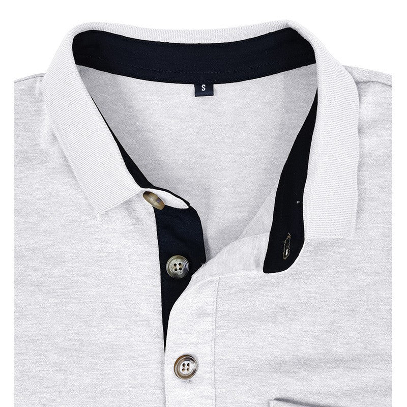 Spring Trend Men's Long Sleeve Casual Tshirt Solid Lapel Button Up Pullover Tops Autumn Turn Down Collar Bottoming Polo Shirt