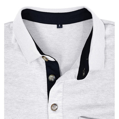 Spring Trend Men's Long Sleeve Casual Tshirt Solid Lapel Button Up Pullover Tops Autumn Turn Down Collar Bottoming Polo Shirt