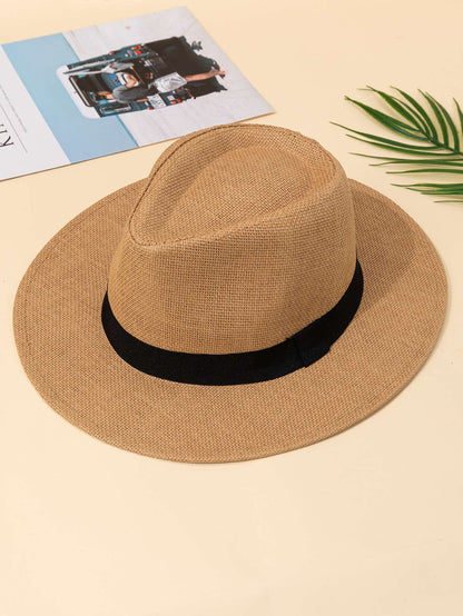 Hat, male, summer vacation, beach hat, English style, wide brimmed sun hat, sun shading hat, Panama straw hat, female