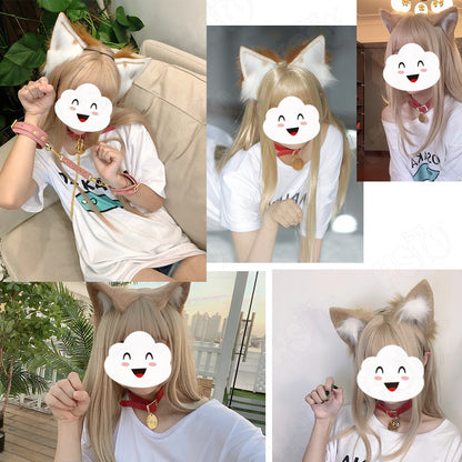 Osakana Cosplay Peruca 40hara Gato Gatinho Cosplay ?HSIU ?Peruca Sintética Fibra Peruca Longa Linho Touca de Peruca Grátis 40 hara cosplay