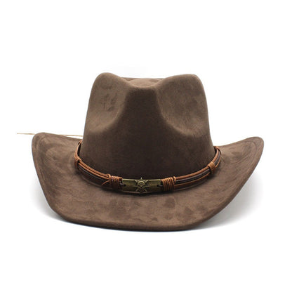 New Artificial Suede Cowboy Hats Big-edge Breathable Jazz Knight Hats Solid Color Party Cosplay Hat Spring