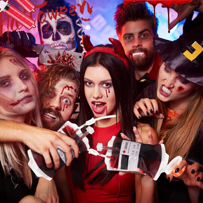 10-100PCS Halloween Blood IV Bags for Drink and Clips Pouch Prop Energy Vampire for Zombie Hospital Theme Halloween Decor Supply