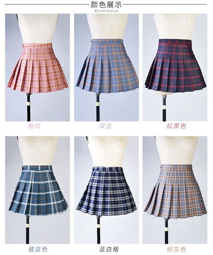 Harajuku 0Women Pleat Skirt 0Preppy Style Plaid 0Mini Cute Japanese School Uniforms Ladies Jupe Kawaii