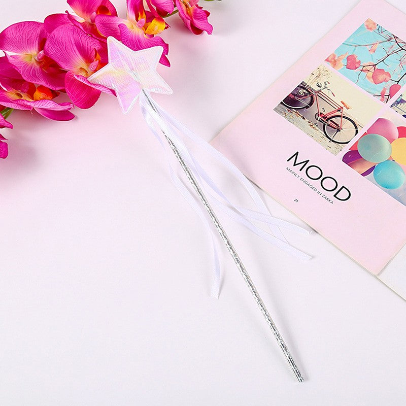 1Pc Fairy Wand Dreamlike Five Pointed Star Fairy Stick Plastic Princess Fairy Cane For Girls Angel Star Wand Halloween Roleplay