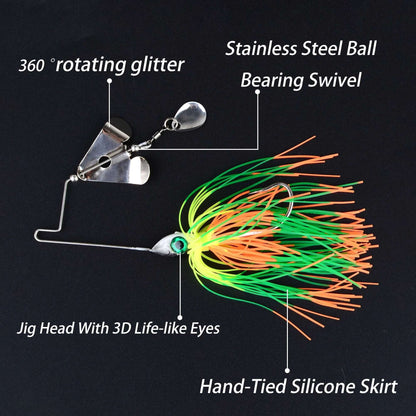 Isca artificial 5Pcs Spinnerbait Bass jig Weedless Buzzbait Wobbler Chatterbait para robalo, lúcio, truta, pesca esportiva