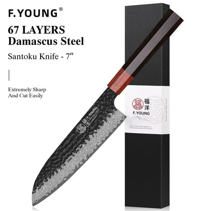 F.YOUNG Faca Japonesa de Chef Aço Damasco Profissional Facas de Cozinha Utilitário Sashimi Fatiar Carne Utensílios de Cozinha Forjados à Mão