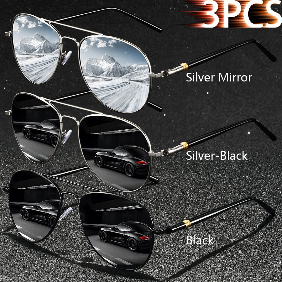 3 PCS Fashion Vintage Square Metal Frame Sunglasses Men Women Fishing Driving Luxury Brand Designer Sun Glasses  Eyewear UV400