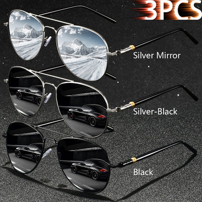 3 PCS Fashion Vintage Square Metal Frame Sunglasses Men Women Fishing Driving Luxury Brand Designer Sun Glasses  Eyewear UV400